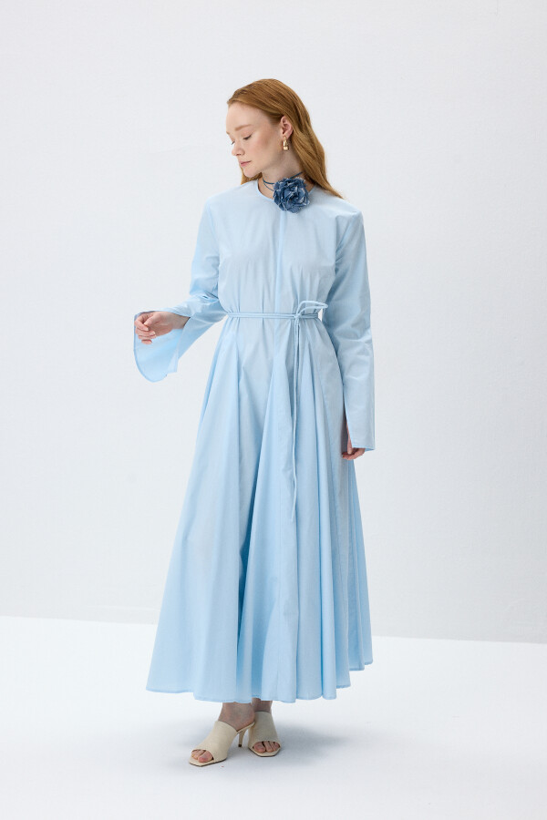 Açık Mavi Kloş Etekli Elbise - KUAD