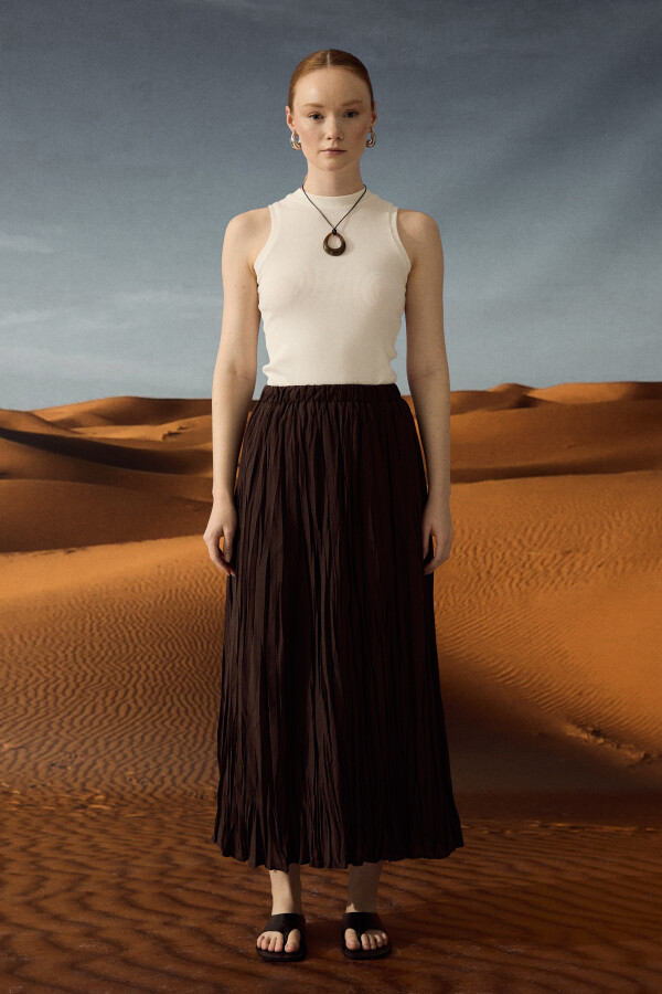 Acı Kahve Vual Crush Etek - KUAD