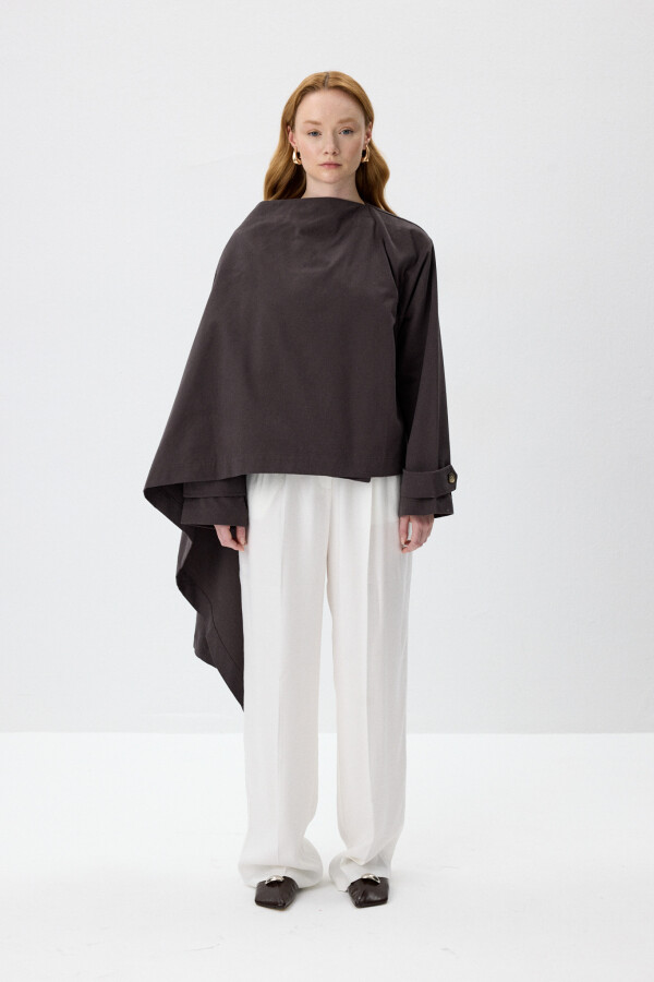 Haki Gabardin Pelerin Ceket - KUAD