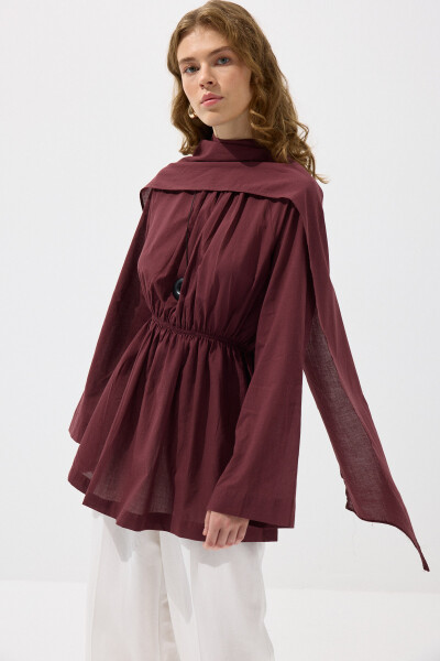 Bordo Seyyar Şallı Vual Tunik 