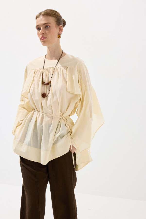 Tereyağ Dökümlü Kol Vual Tunik - KUAD