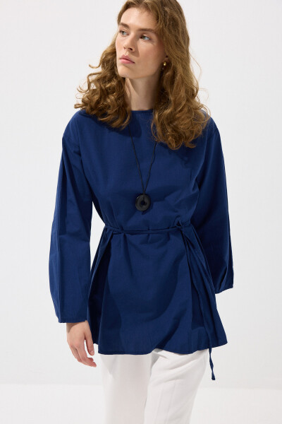 Navy Pleated Basic Tunic 