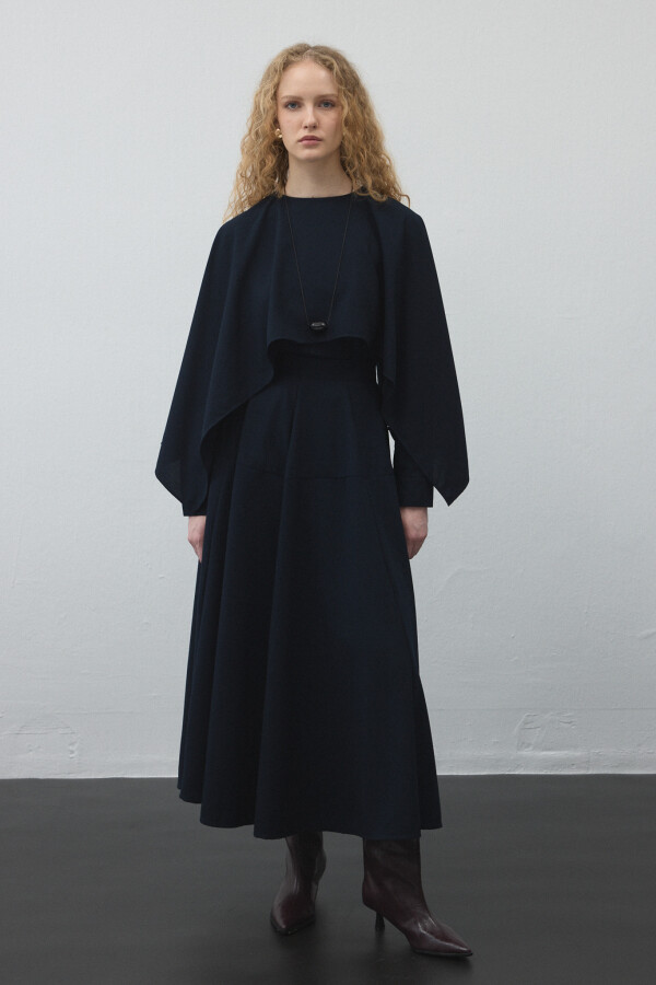 Lacivert Daire Kloş Etek - KUAD