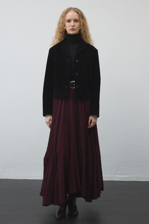 Siyah Püsküllü Süet Ceket - KUAD