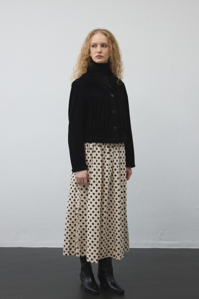 Poplin Polka Dot Skirt SİYAH