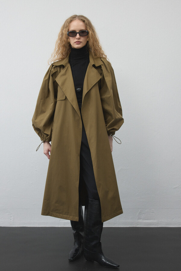 Haki Limited Balon Kol Trençkot - KUAD