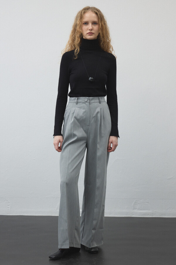 Gri Pilili Palazzo Pantolon - 