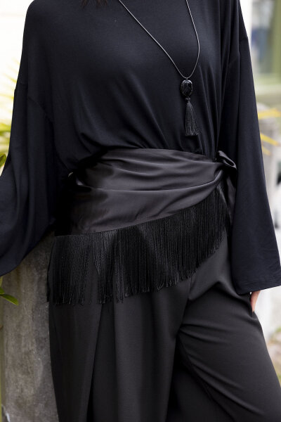 Fringed Waist Accessory SİYAH