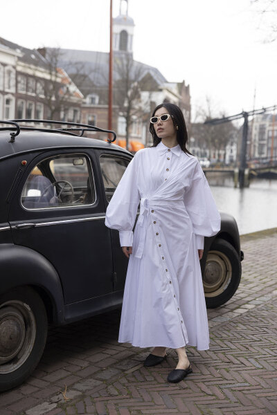 Limited Edition Poplin Wrap Dress EKRU