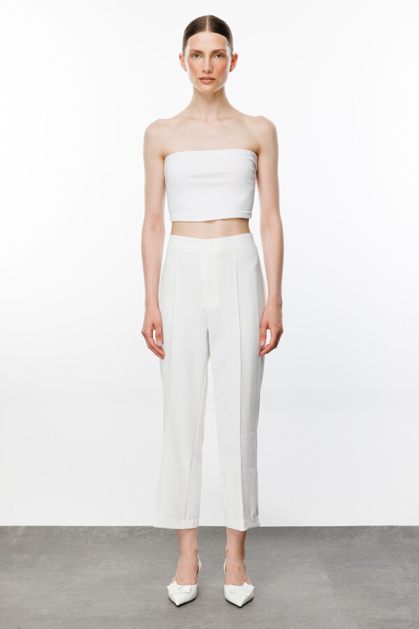 Ekru Nervürlü Pantolon - KUAD