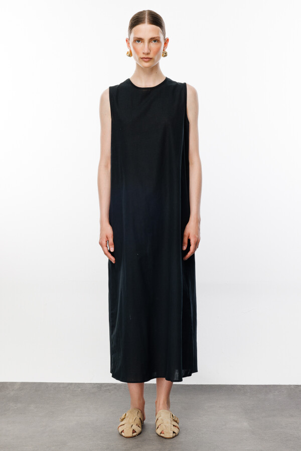 Siyah Pamuklu Astar Elbise - KUAD