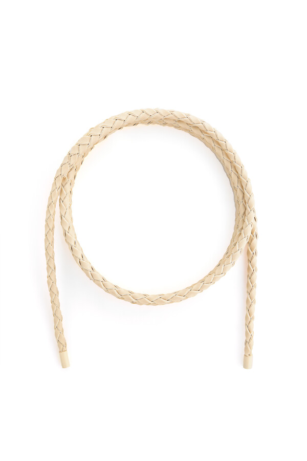 Ekru Örgülü Suni Deri kemer - KUAD