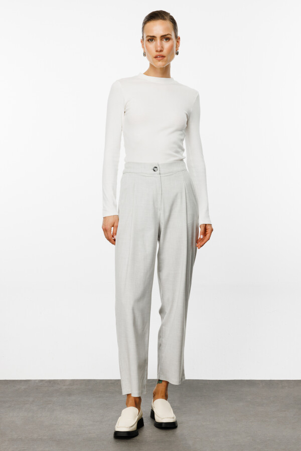 Açık Gri Havuç Kesim Cepli Pantolon - KUAD