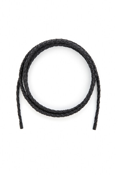 Black Braided Faux Leather Belt 