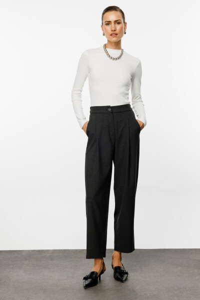 Charcoal Carrot Cut Pants with Pockets 