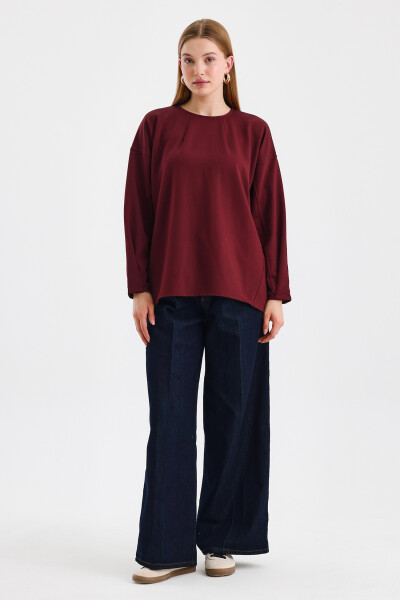 Maroon Sweatshirt with Stitch Detail on the Sleeves 